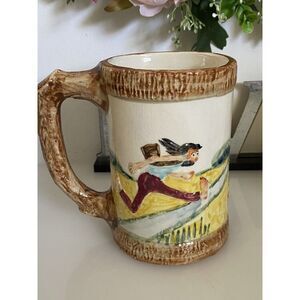 Foto Finish 1947 Imperial Porcelain Zanesville Ohio Pottery Handpainted Mug Rare